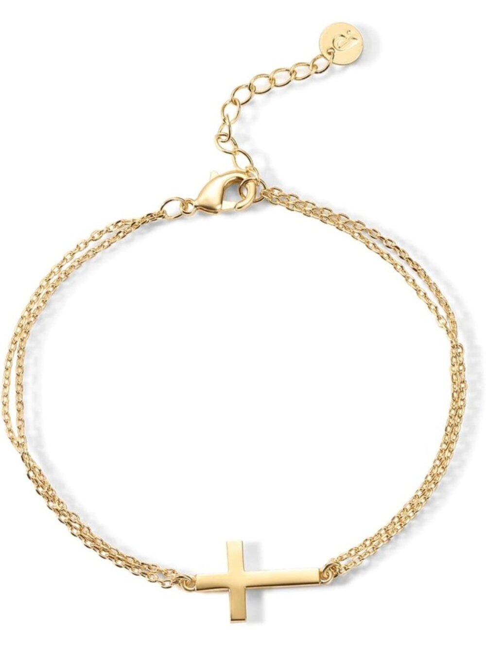 14K Gold Plated Sideways Cross Bracelet for Women, Faith Jewelry Gift